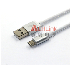 USB数据线 白色合金数据线 手机通用数据线